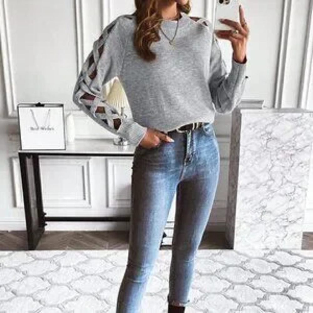 Cut Out Raglan Sleeve Sweater - Picture 2 of 5